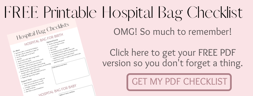 C-section Hospital Bag Checklist, Preparing for Positive Cesarean Birth,  Gentle C Section, Digital Download With 2 Different Sizes, 